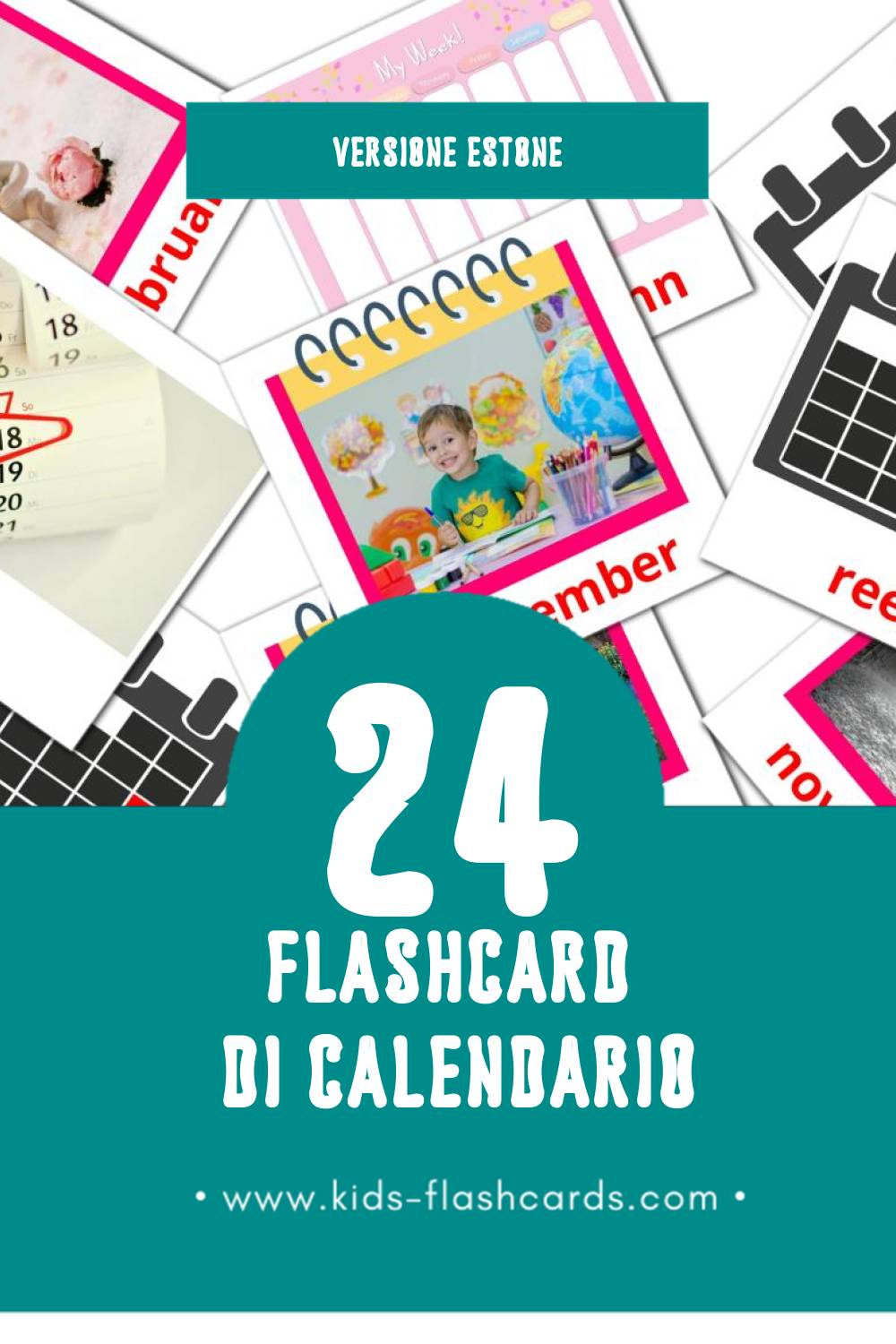 Schede visive sugli Kalender per bambini (24 schede in Estone)