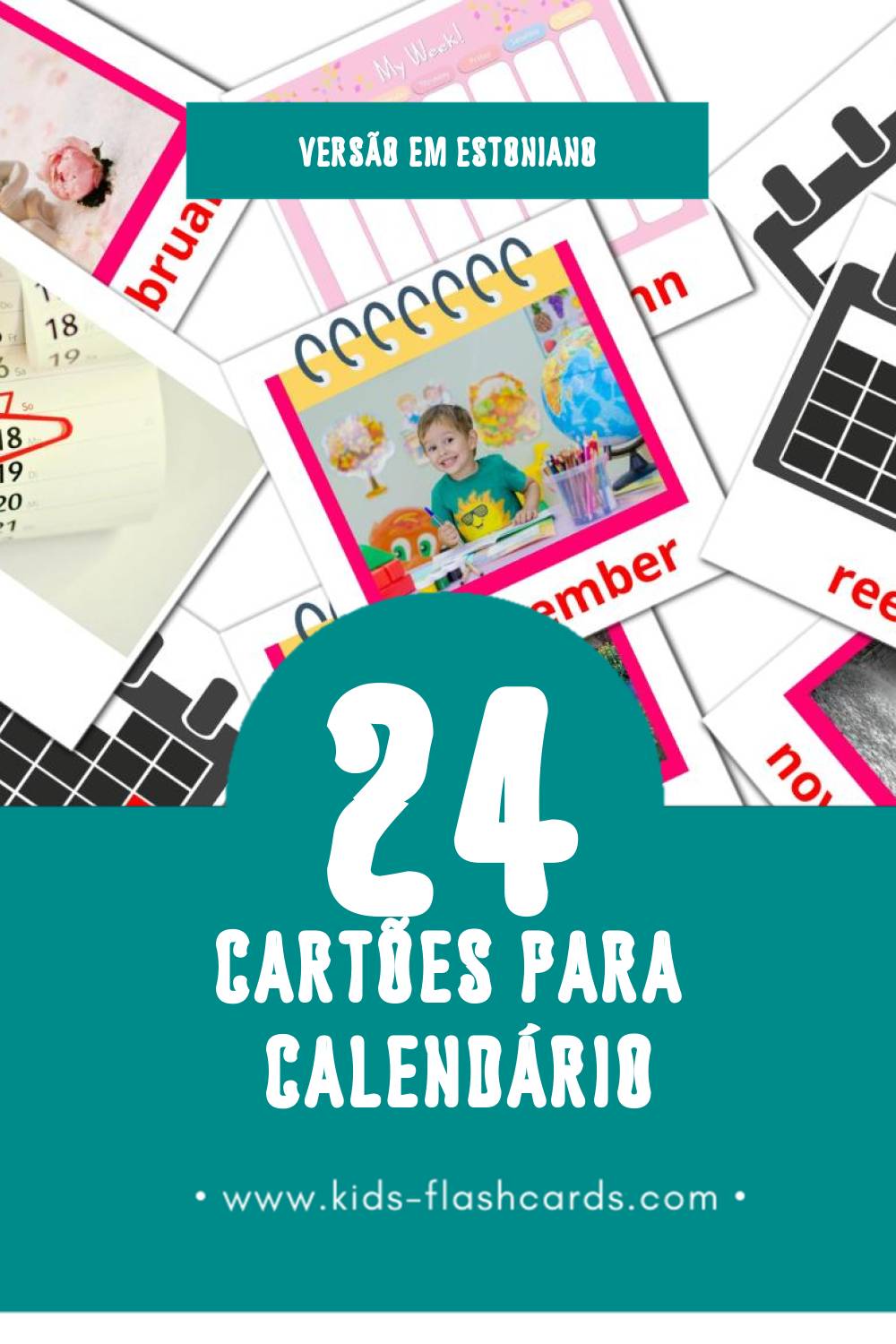 Flashcards de Kalender Visuais para Toddlers (24 cartões em Estoniano)