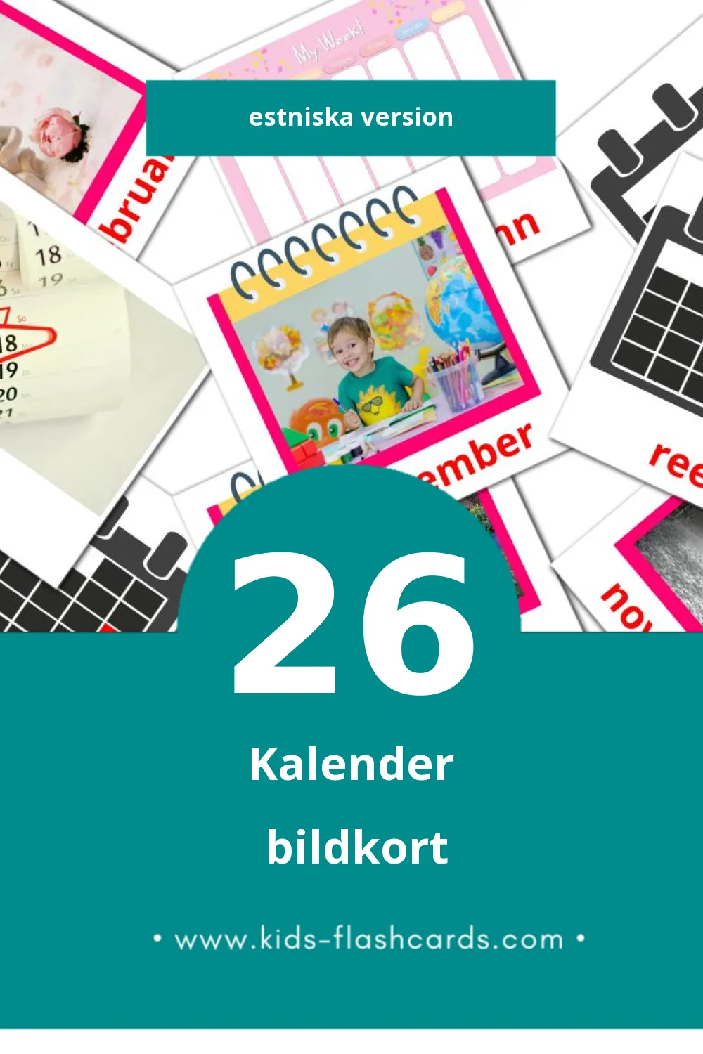 Visuelle Kalender bildekort for småbarn (26 kort på Estniska)