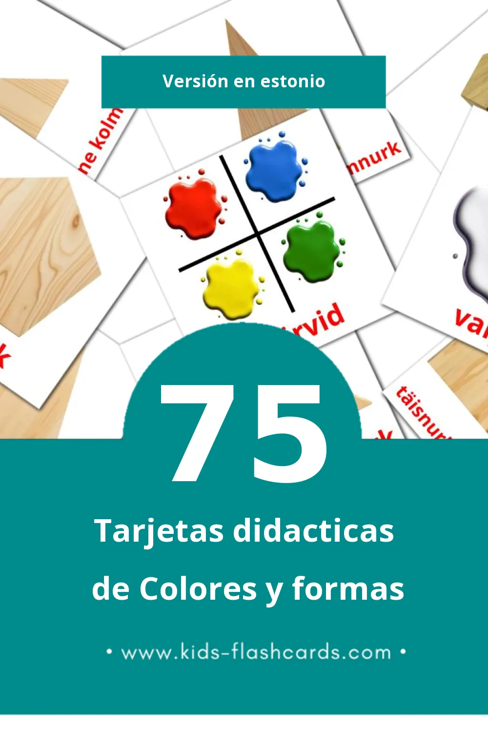 Tarjetas visuales de värvid para niños pequeños (75 tarjetas en Estonio)