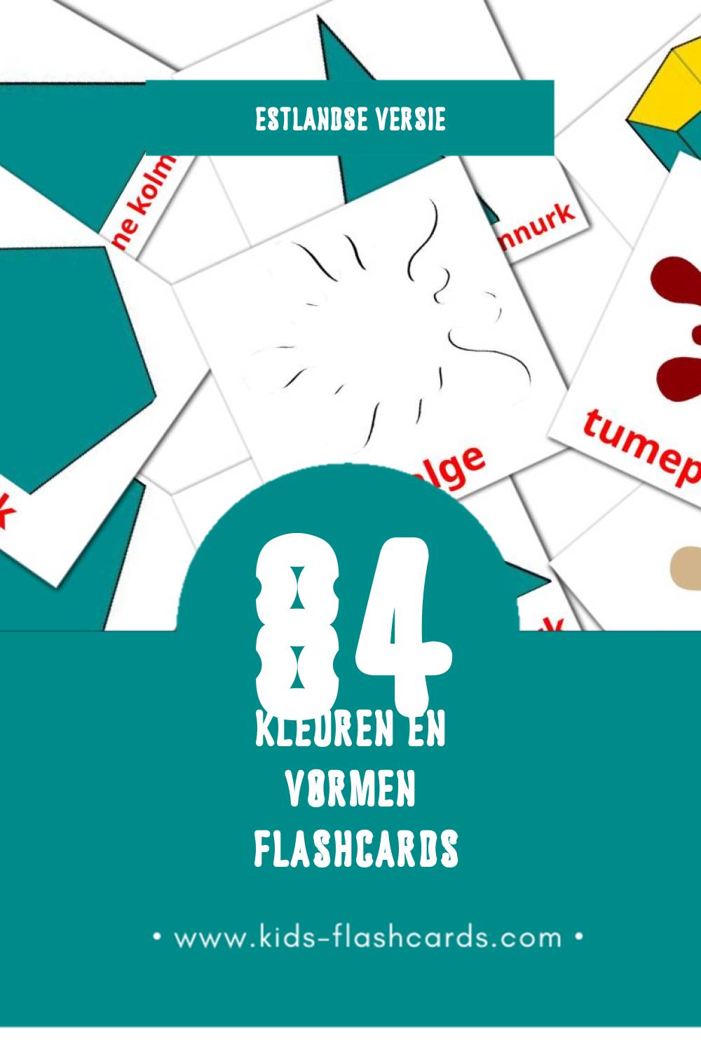 Visuele värvid Flashcards voor Kleuters (84 kaarten in het Estlands)