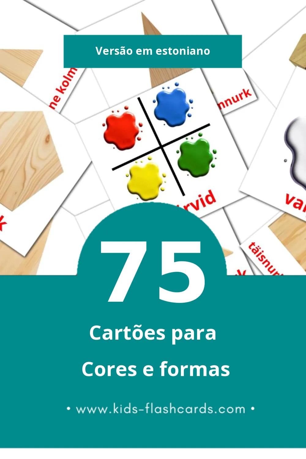 Flashcards de värvid Visuais para Toddlers (75 cartões em Estoniano)