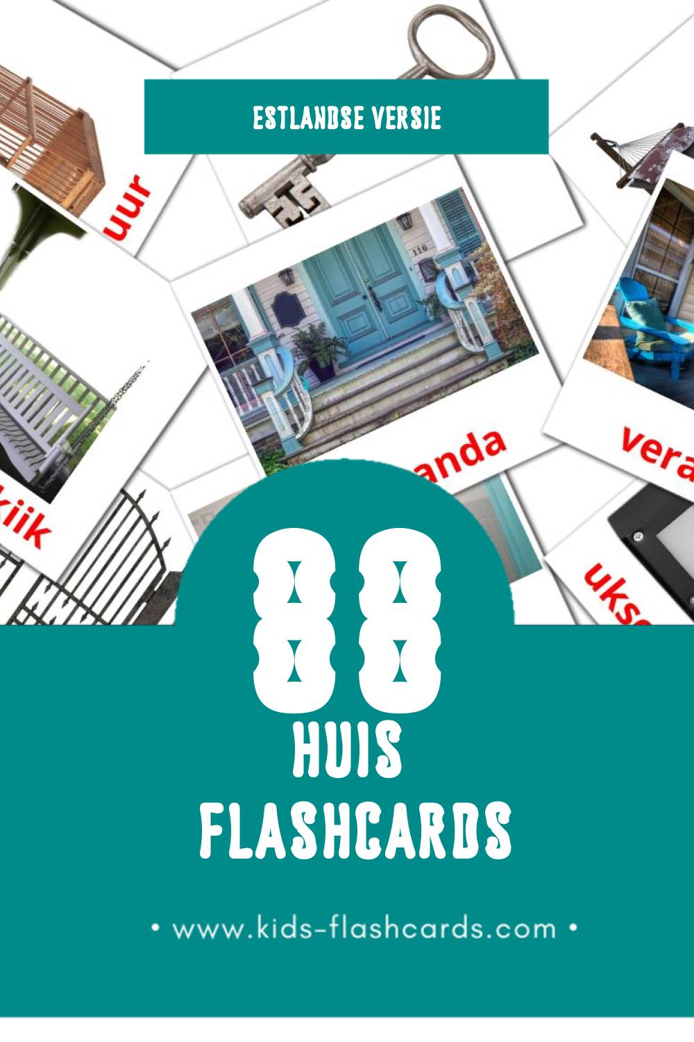Visuele Maja Flashcards voor Kleuters (88 kaarten in het Estlands)