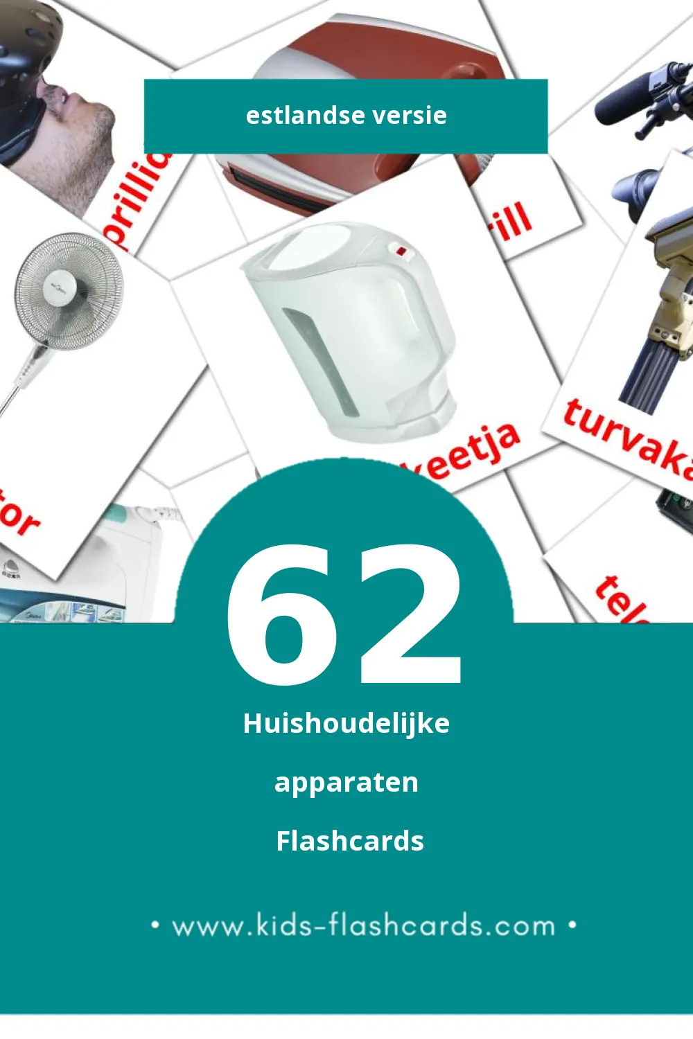 Visuele Kodutehnika Flashcards voor Kleuters (62 kaarten in het Estlands)