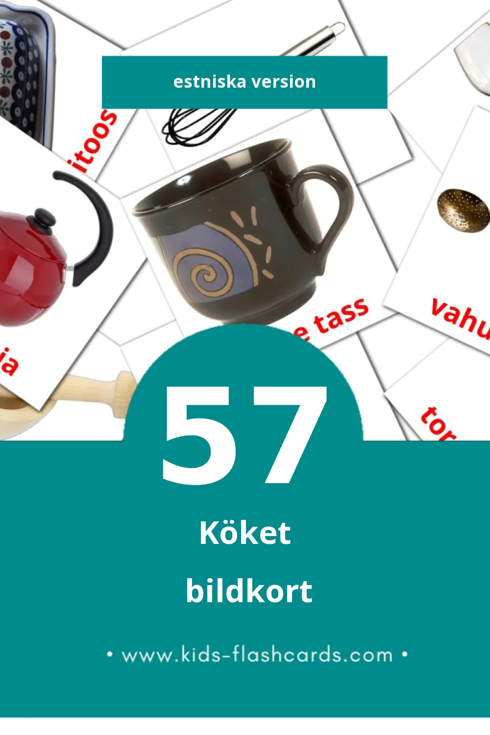 Visuella Köök för småbarn (57 bildkort för barn på Estniska)