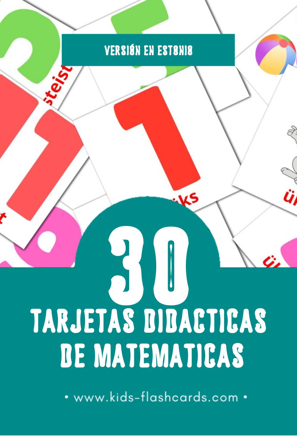 Tarjetas visuales de matemaatika para niños pequeños (30 tarjetas en Estonio)