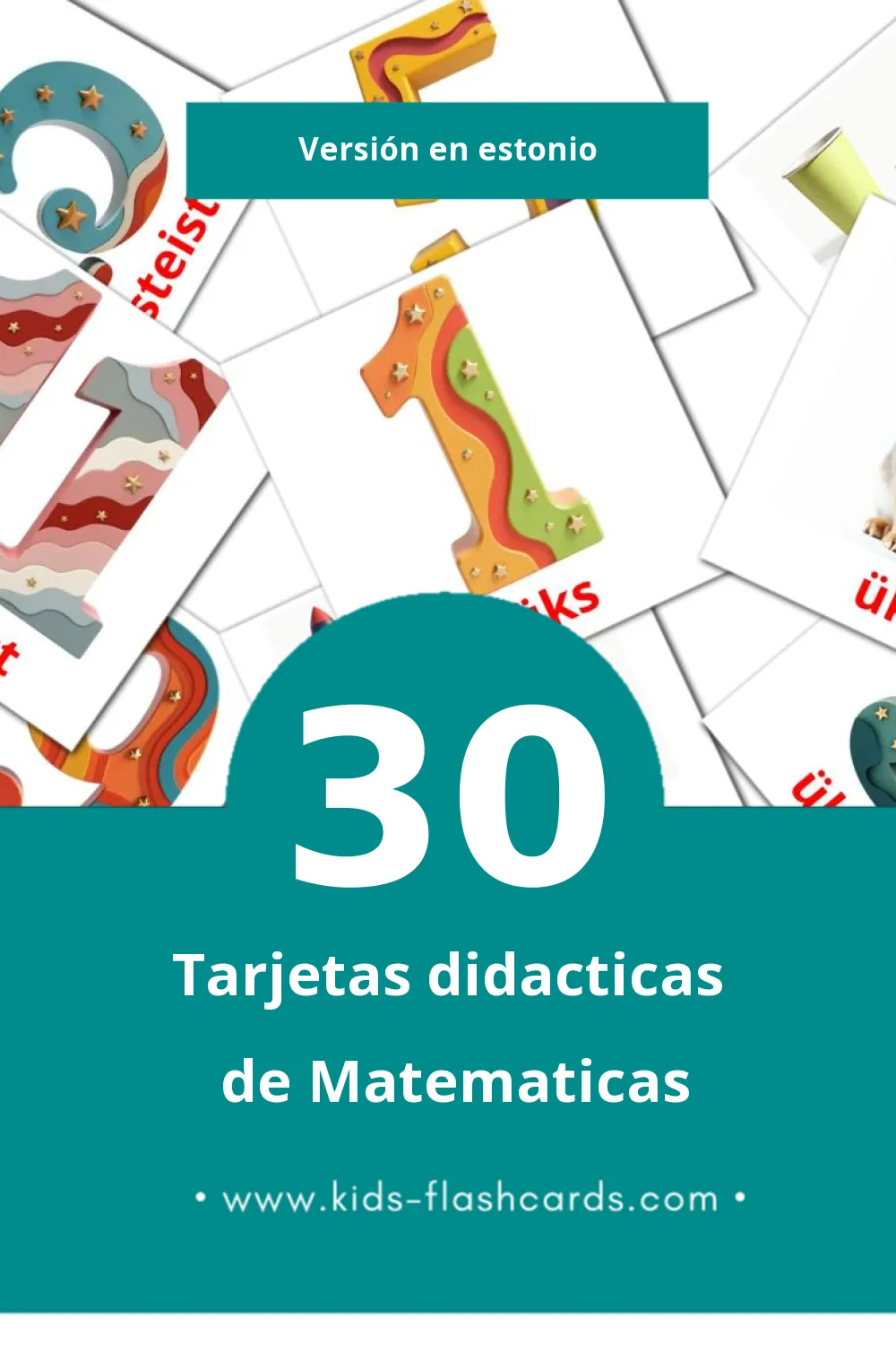 Tarjetas visuales de matemaatika para niños pequeños (30 tarjetas en Estonio)