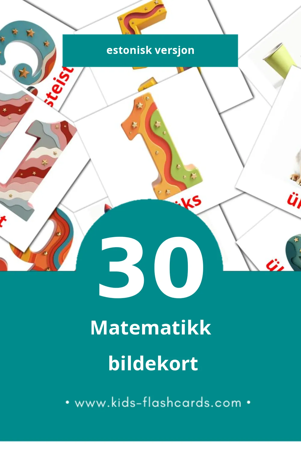 Visuelle matemaatika bildekort for småbarn (30 kort på Estonisk)