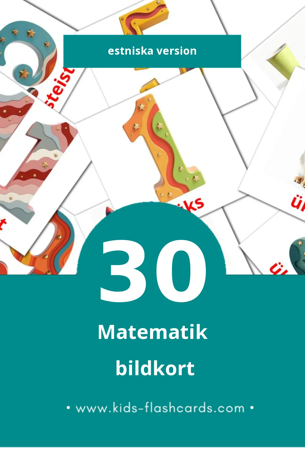 Visuella matemaatika för småbarn (30 bildkort för barn på Estniska)