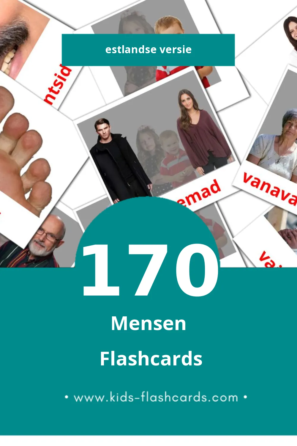 Visuele Inimesed Flashcards voor Kleuters (170 kaarten in het Estlands)