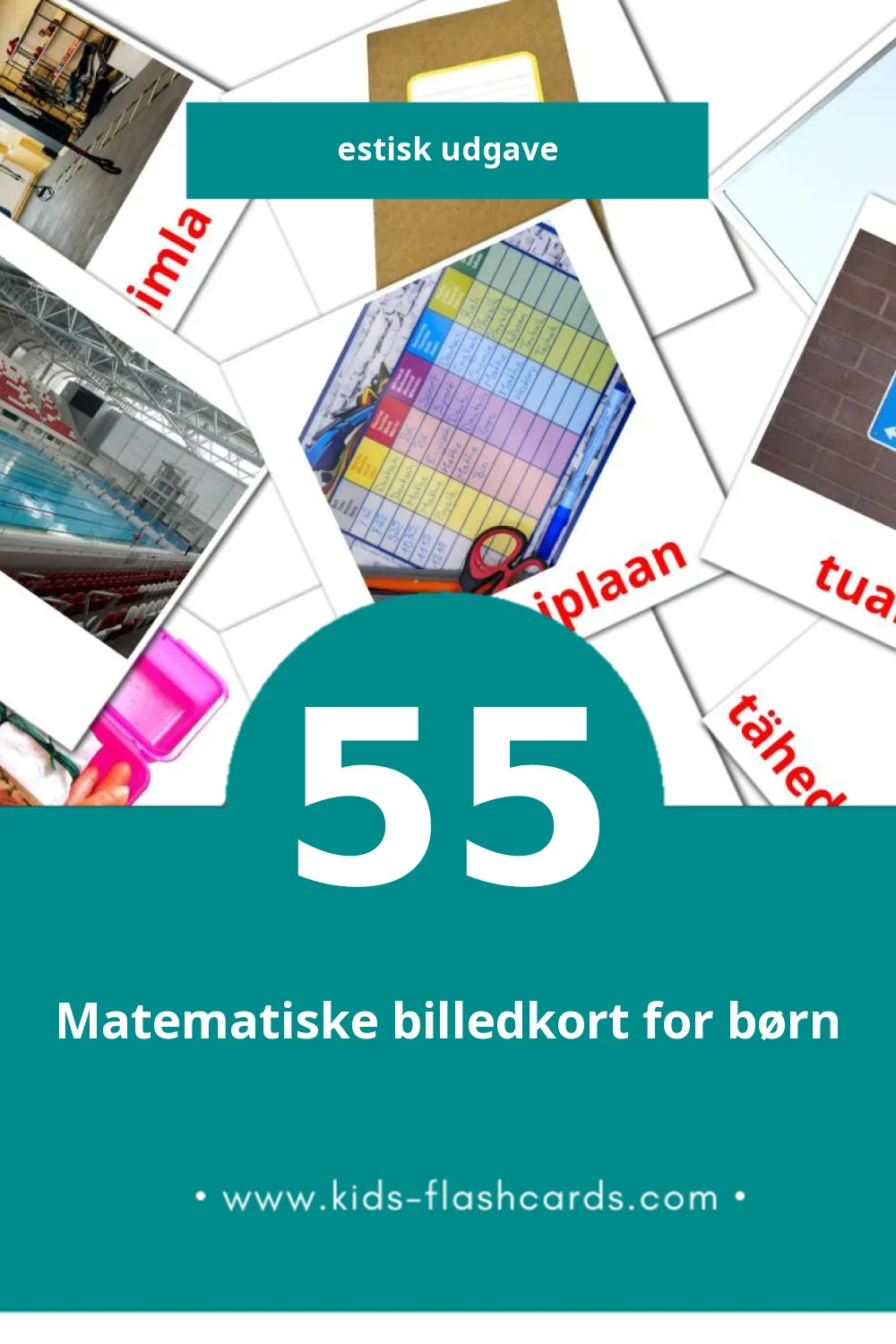 Visuelle billedkort for børn om Kool til småbørn (55 kort på Estisk)