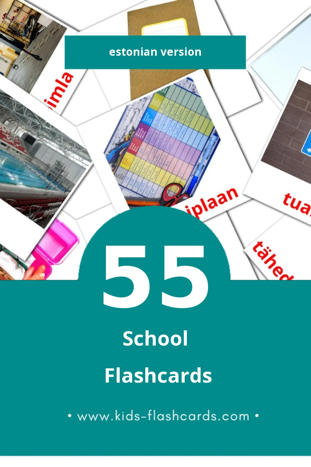 Visual Kool Flashcards for Toddlers (55 cards in Estonian)