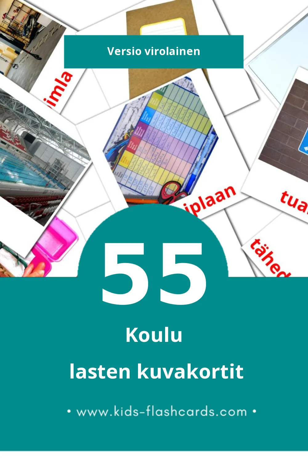 Kool lasten kuvakortit pikkulapsille (55 korttia Virolaiseksi)