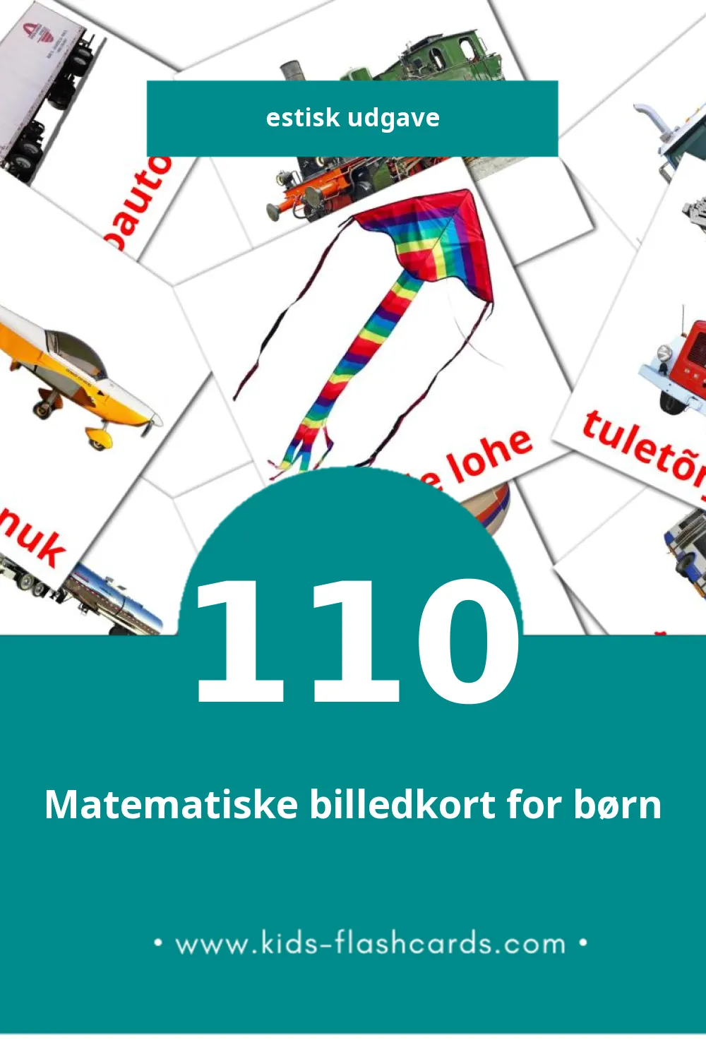 Visuelle billedkort for børn om Transport til småbørn (110 kort på Estisk)