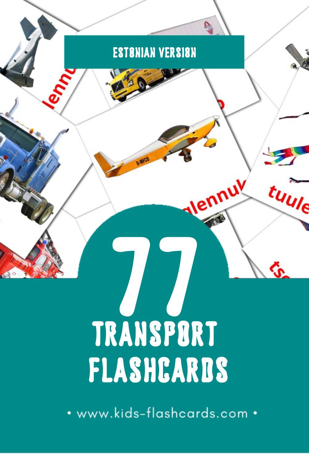 Visual Transport Flashcards for Toddlers (28 cards in Estonian)