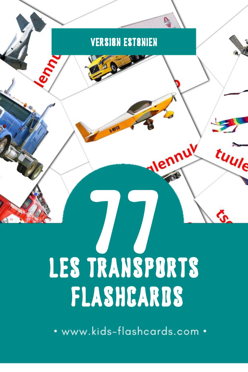 Flashcards Visual Transport pour les tout-petits (28 cartes en Estonien)