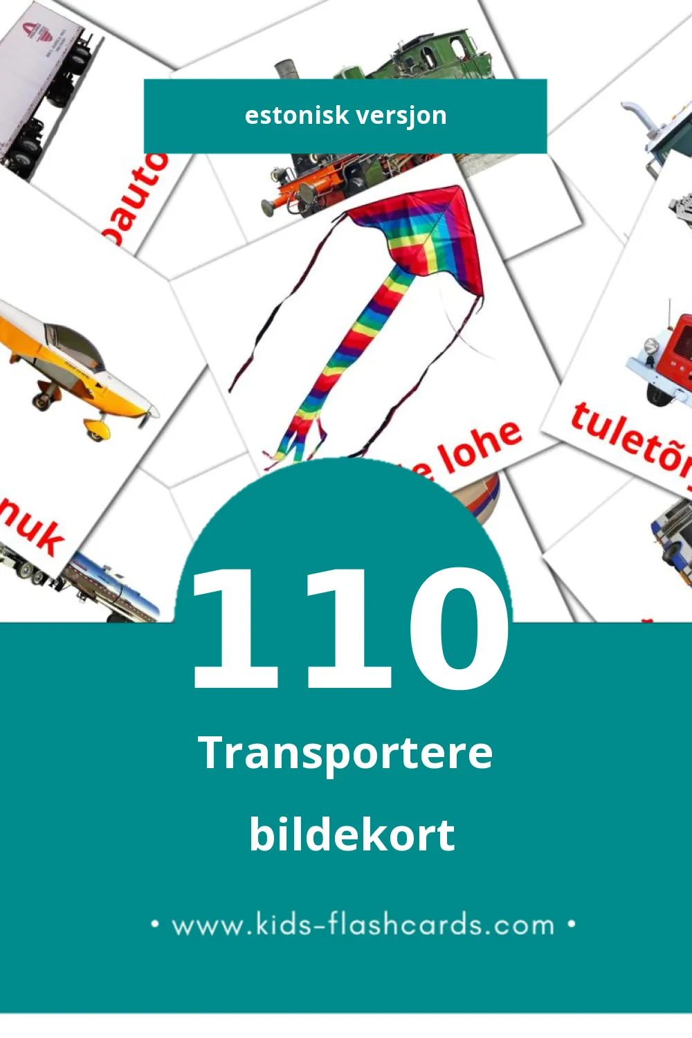 Visuelle Transport bildekort for småbarn (110 kort på Estonisk)