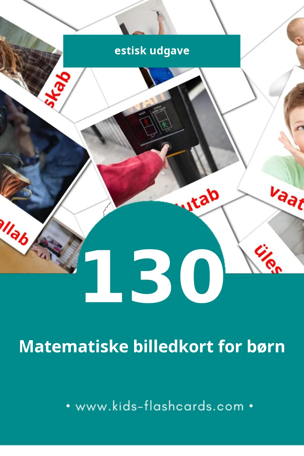 Visuelle billedkort for børn om Tegusõnad til småbørn (130 kort på Estisk)