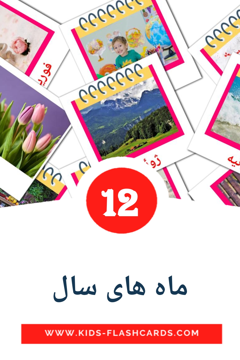 12 ماه های سال Picture Cards for Kindergarden in persian