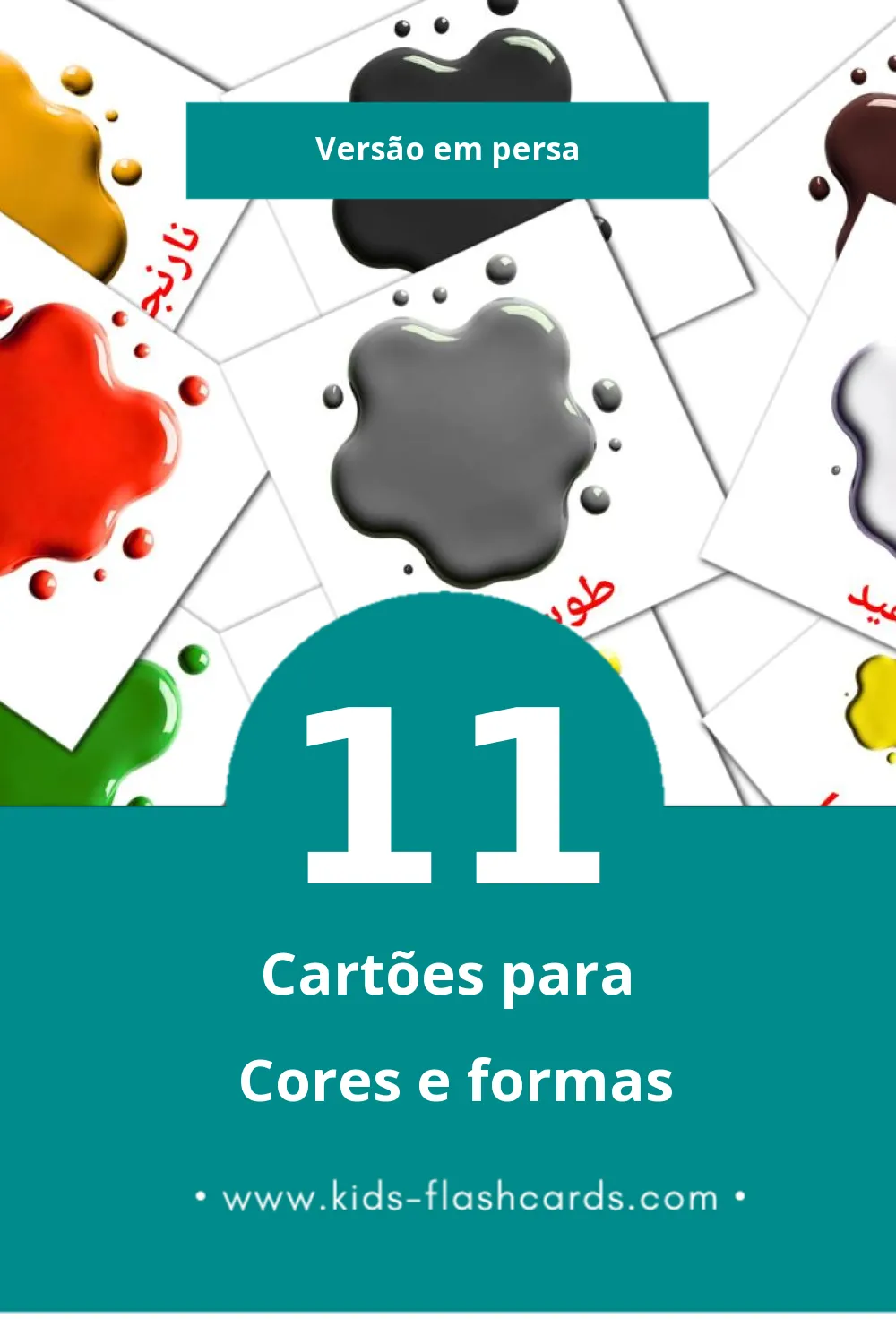 Flashcards de رنگ ها و اشکال Visuais para Toddlers (11 cartões em Persa)