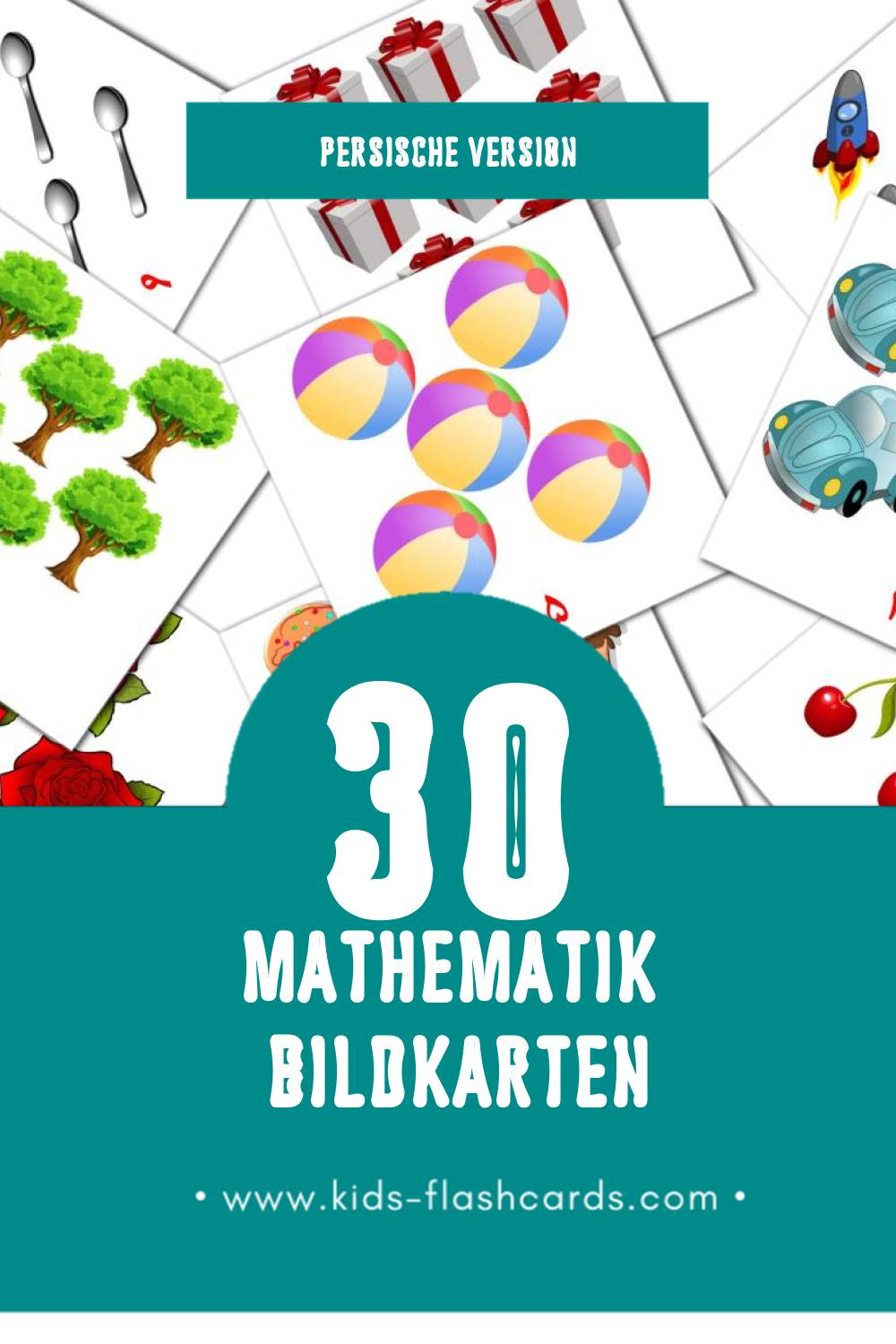 Visual ریاضیات Flashcards für Kleinkinder (30 Karten in Persisch)