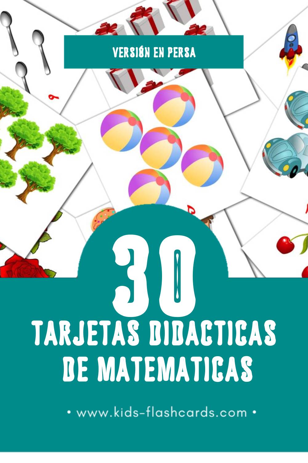 Tarjetas visuales de ریاضیات para niños pequeños (30 tarjetas en Persa)