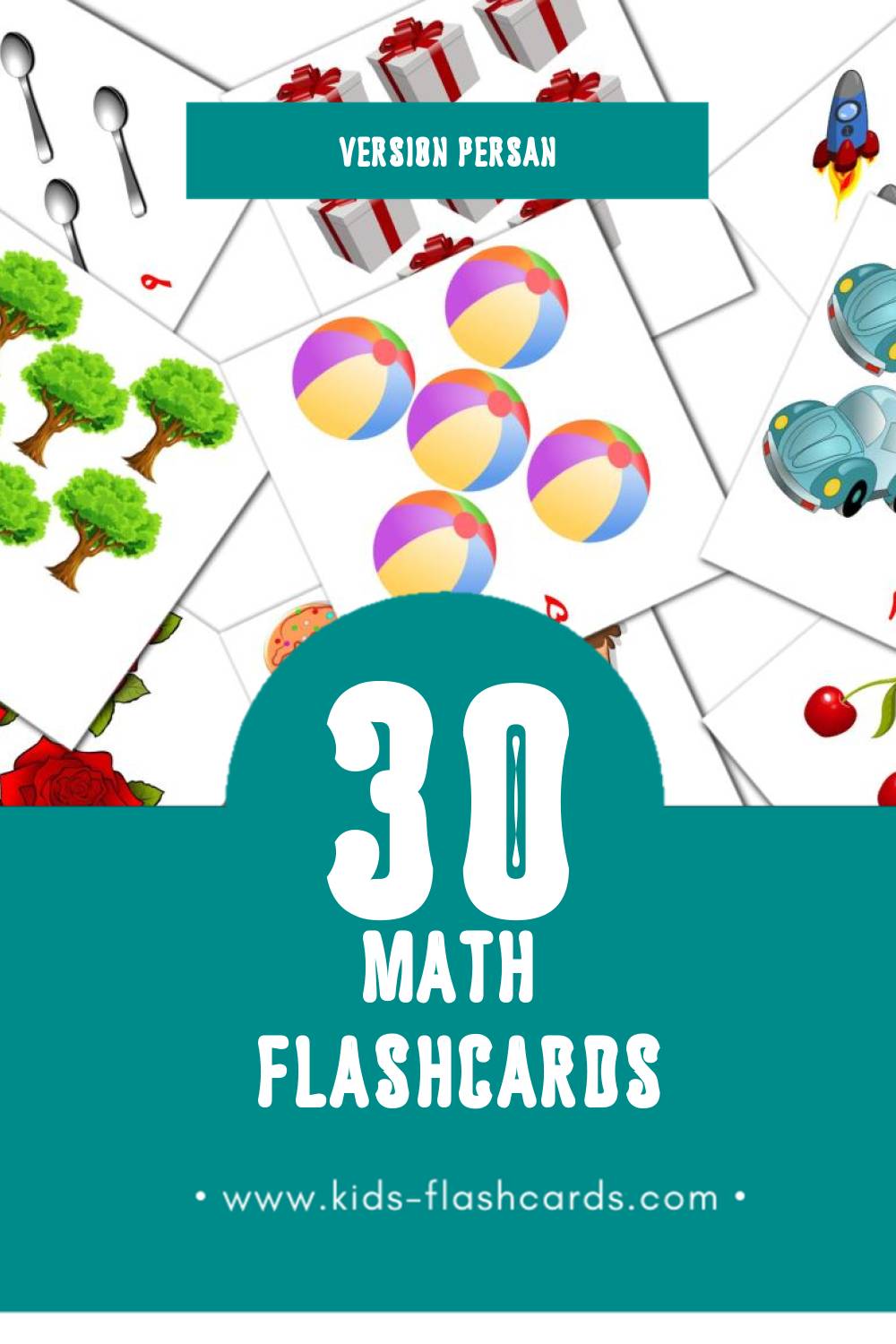 Flashcards Visual ریاضیات pour les tout-petits (30 cartes en Persan)