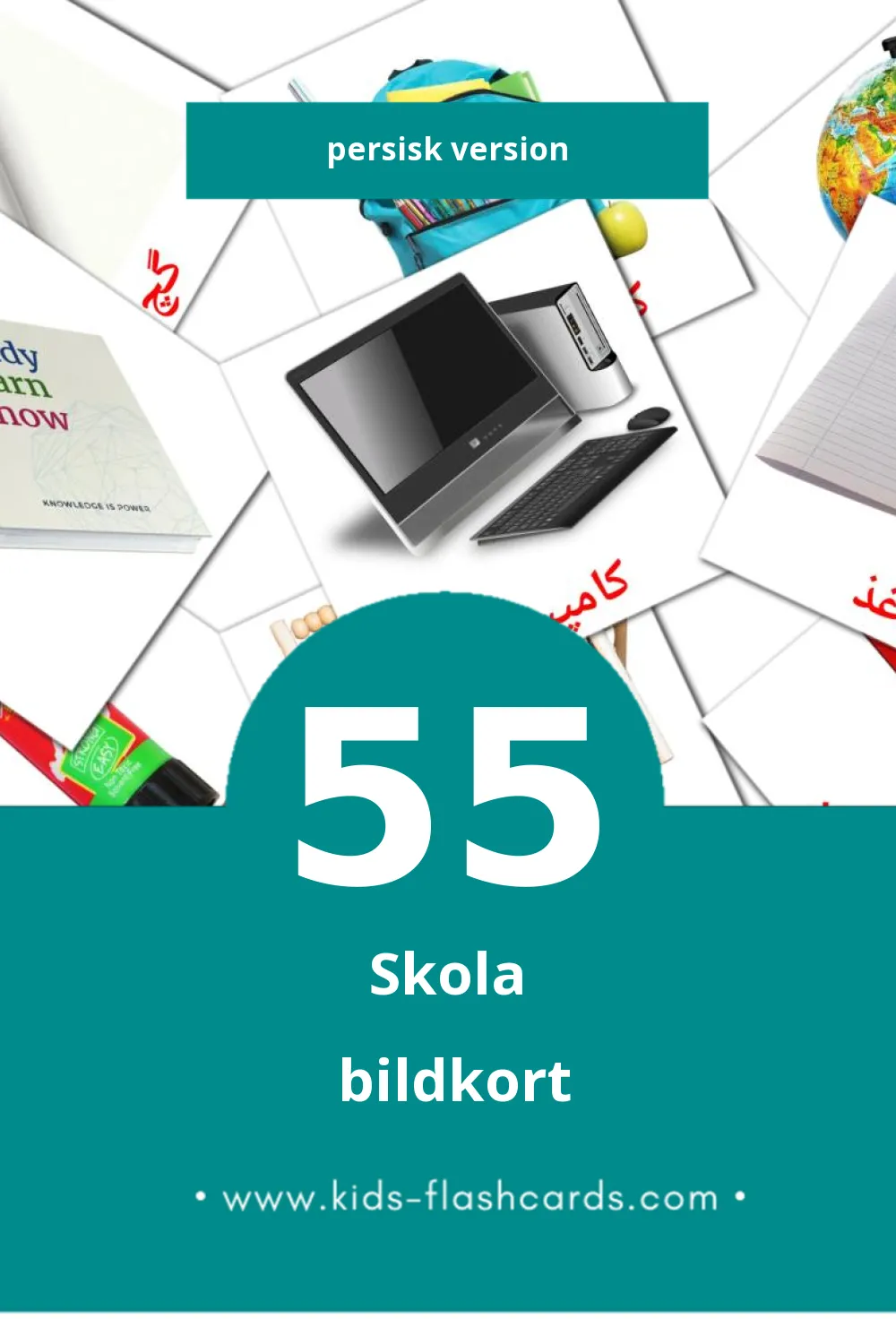 Visuella باغ بهار ابتدایی för småbarn (55 bildkort för barn på Persisk)