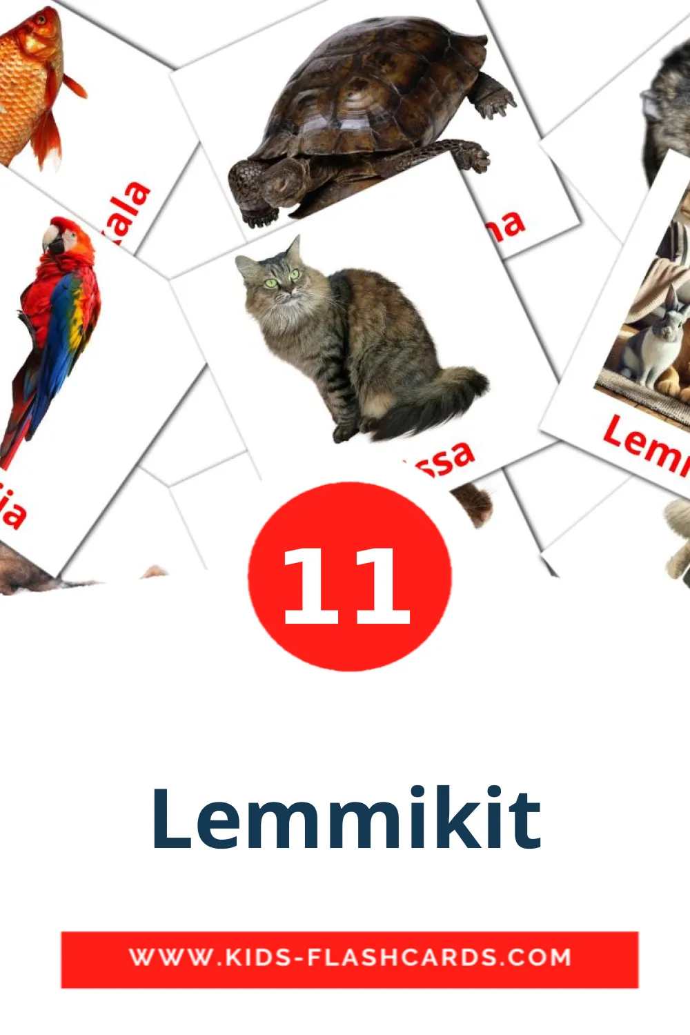 11 tarjetas didacticas de Lemmikit para el jardín de infancia en finlandés