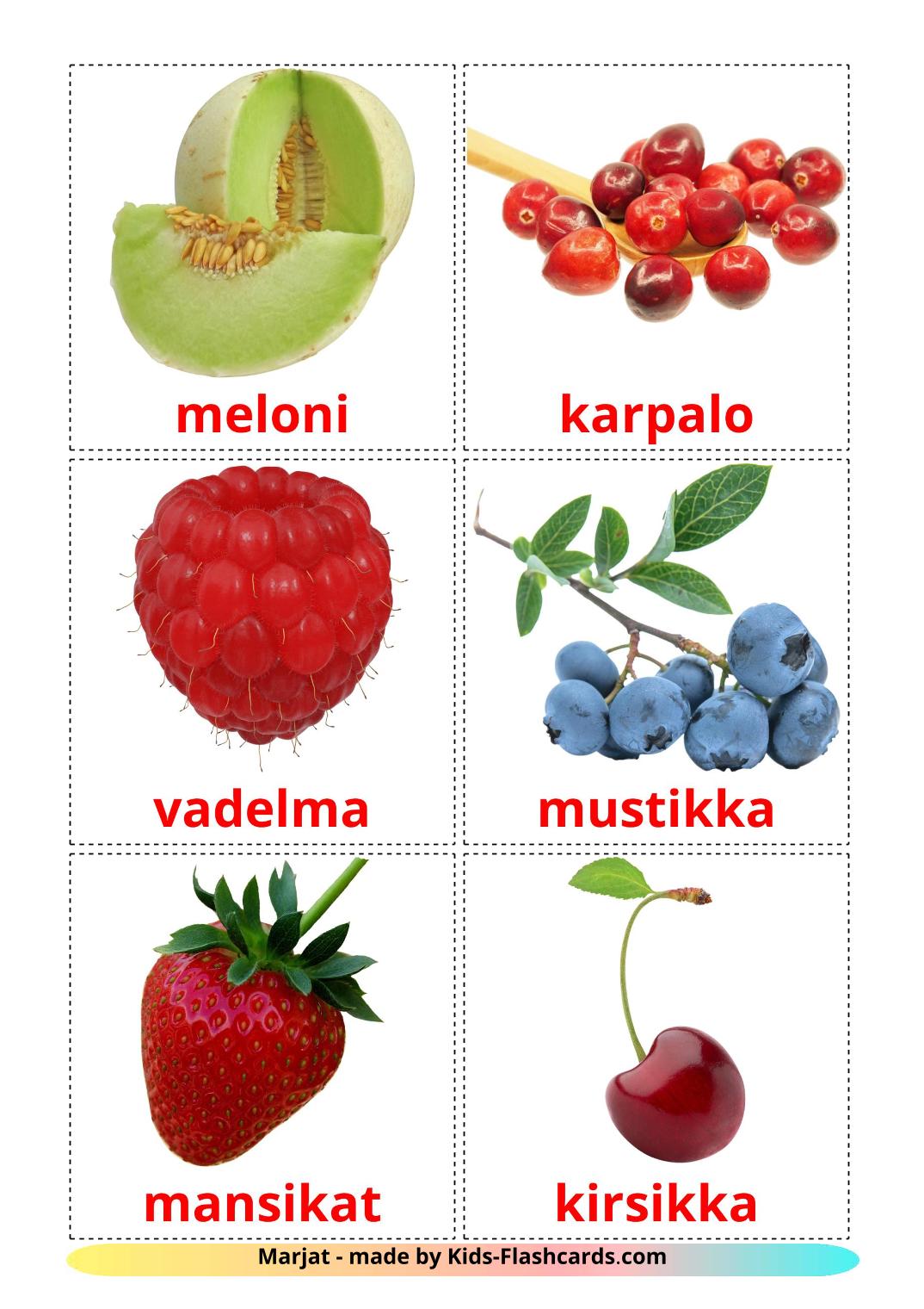 Berries - 11 Free Printable finnish Flashcards 