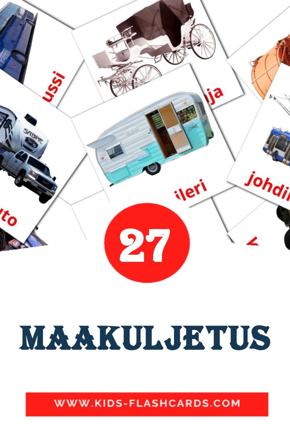 27 maakuljetus Picture Cards for Kindergarden in finnish