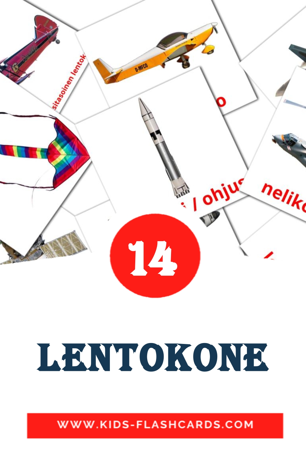 14 lentokone Bildkarten für den Kindergarten auf Finnisch