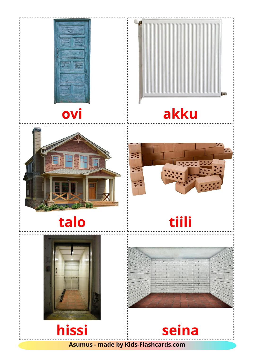 House - 25 Free Printable finnish Flashcards 