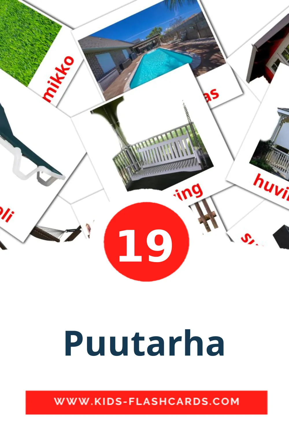 19 Puutarha Picture Cards for Kindergarden in finnish