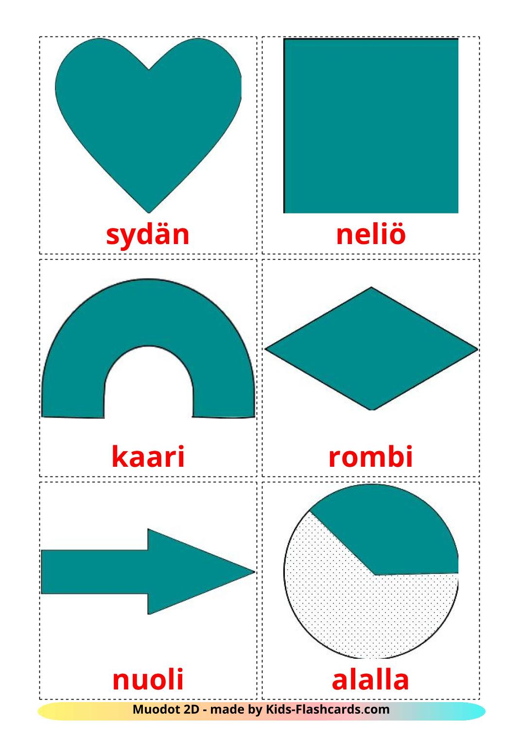 2D Shapes - 35 Free Printable finnish Flashcards 