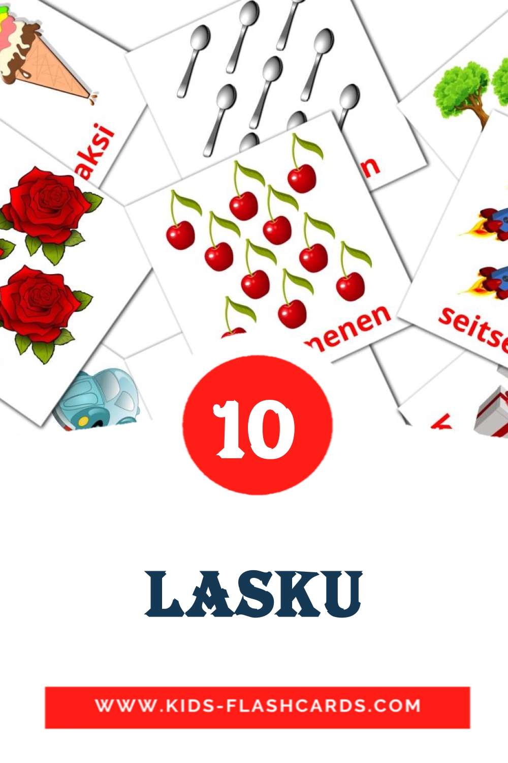 10 Lasku Picture Cards for Kindergarden in finnish
