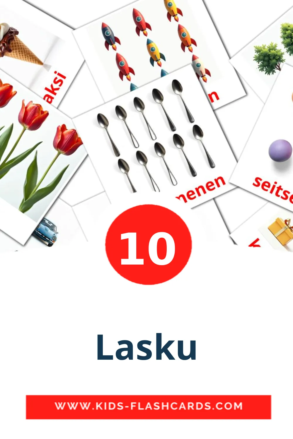 10 tarjetas didacticas de Lasku para el jardín de infancia en finlandés