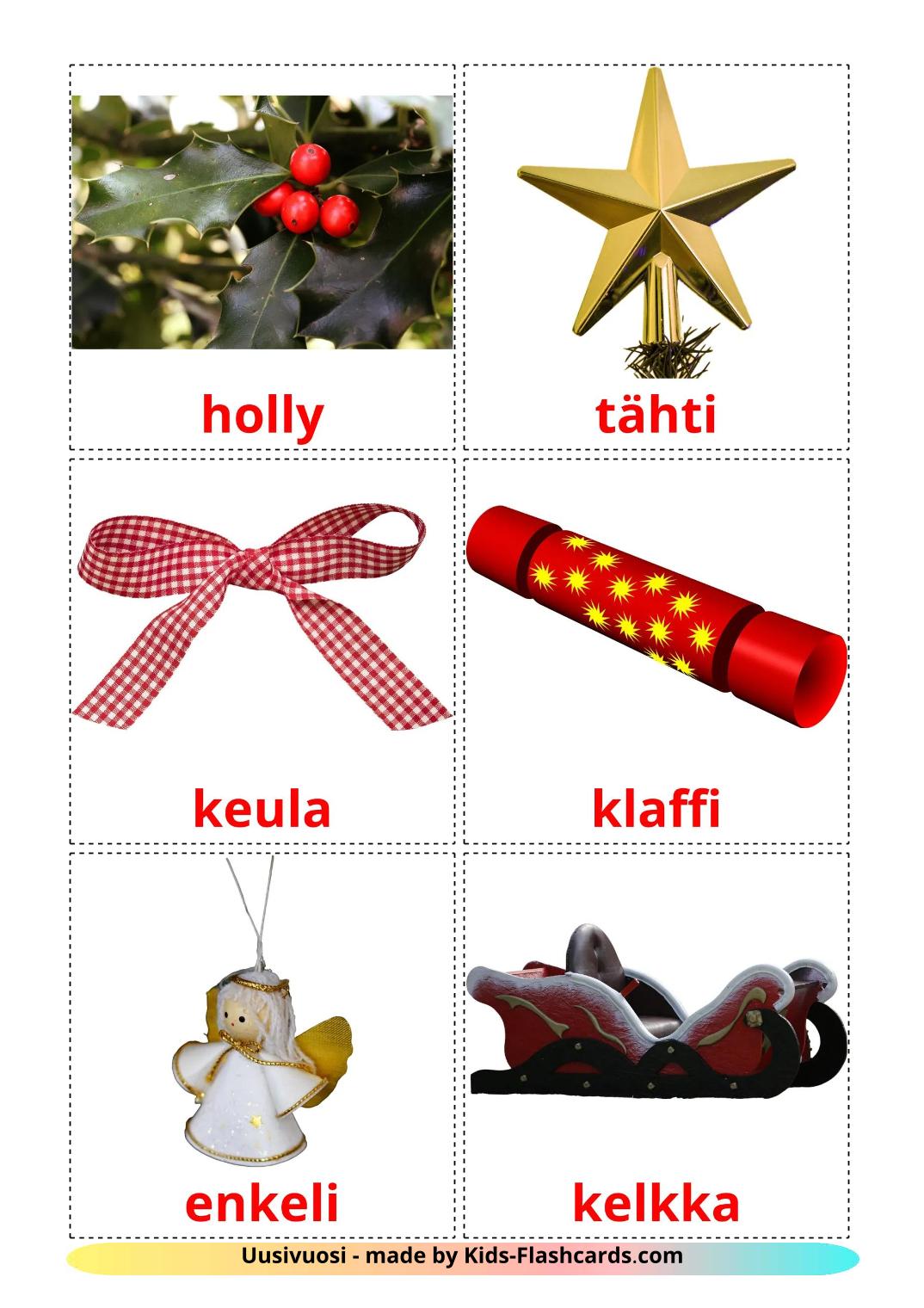 Christmas - 29 Free Printable finnish Flashcards 