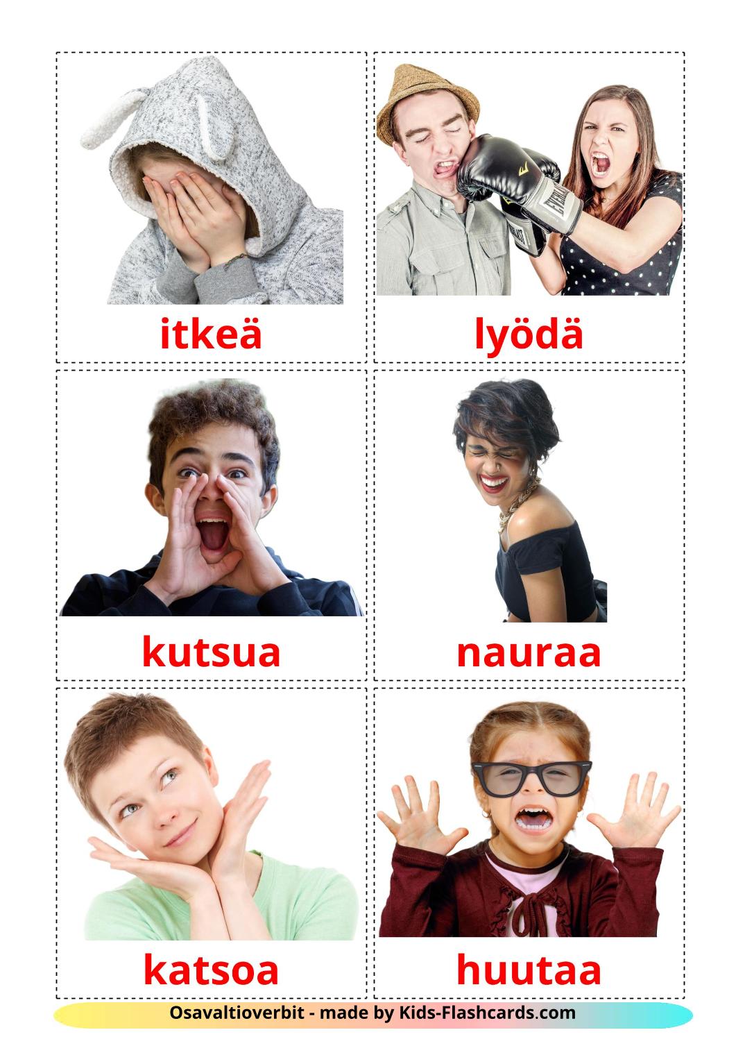 Verbi di Stato - 23 flashcards finlandese stampabili gratuitamente