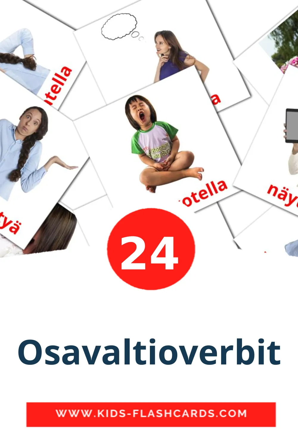 24 tarjetas didacticas de Osavaltioverbit para el jardín de infancia en finlandés