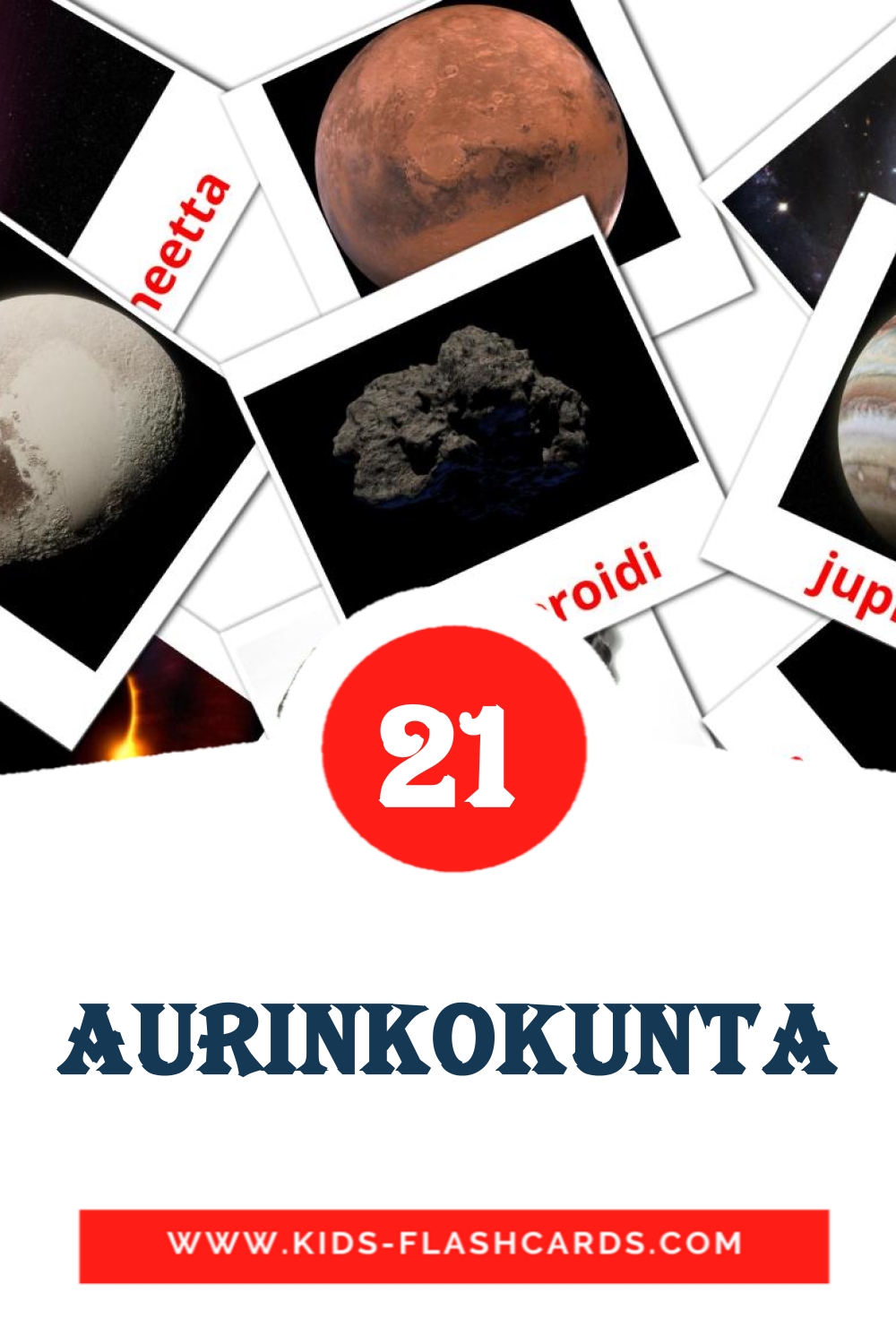 21 aurinkokunta Bildkarten für den Kindergarten auf Finnisch