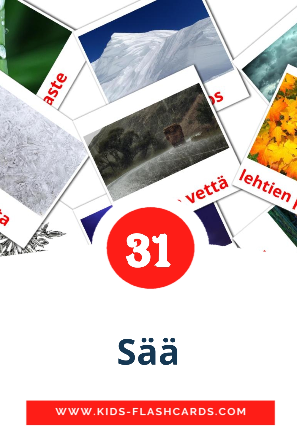 31 Cartões com Imagens de Sää para Jardim de Infância em finlandês