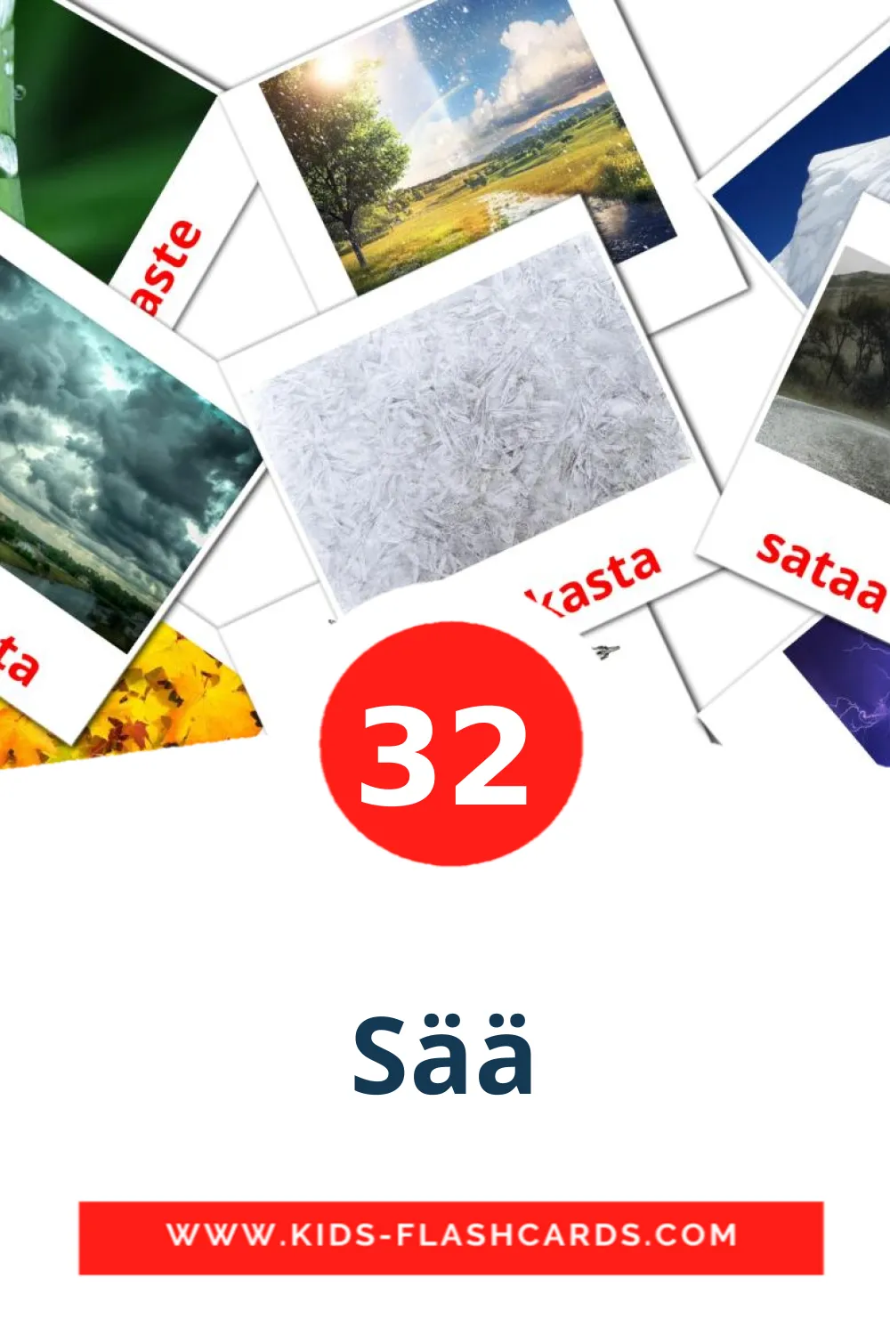 32 Sää Picture Cards for Kindergarden in finnish