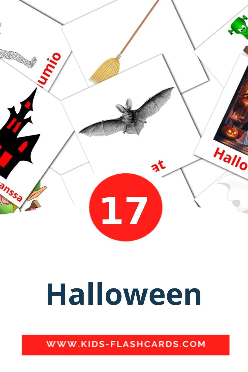 17 tarjetas didacticas de Halloween para el jardín de infancia en finlandés