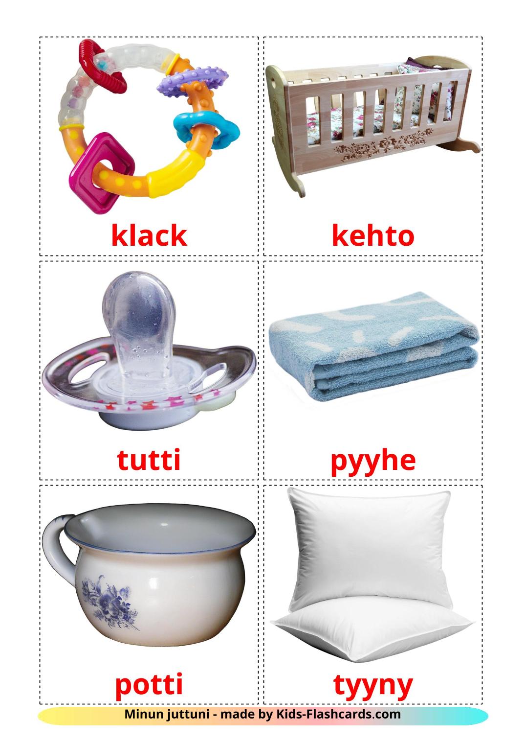 Baby things - 20 Free Printable finnish Flashcards 