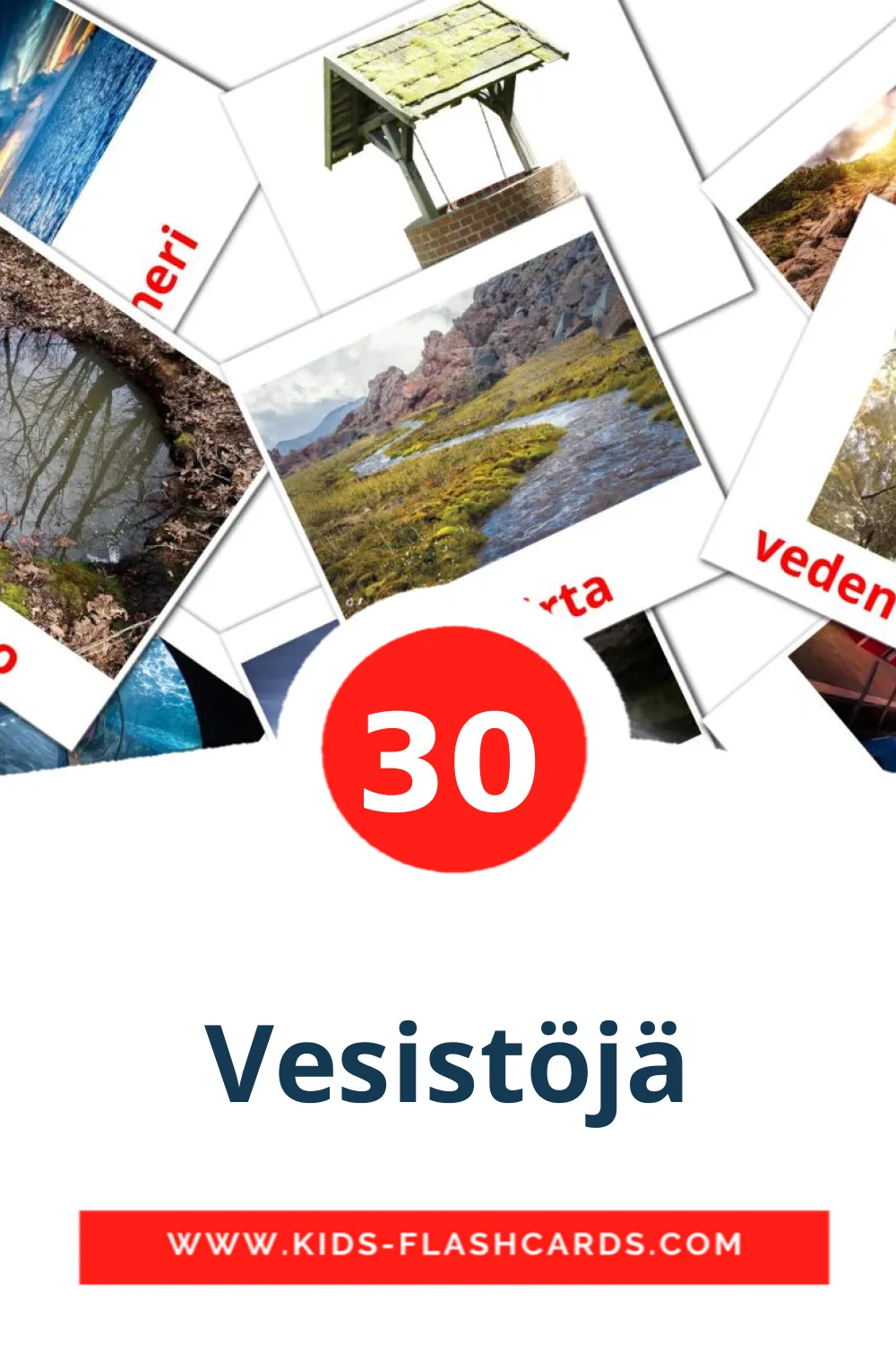 30 Vesistöjä Picture Cards for Kindergarden in finnish