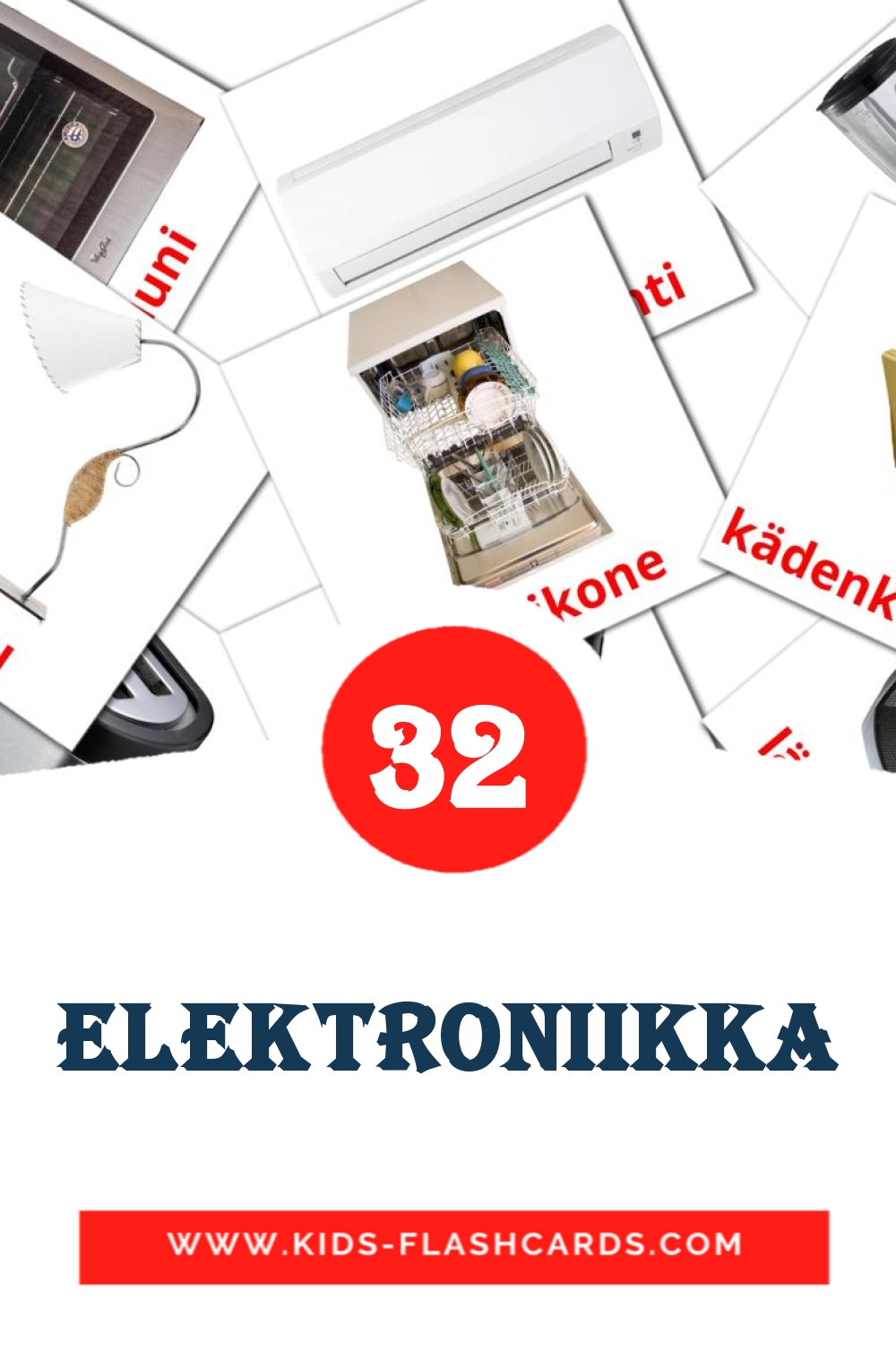 32 Elektroniikka Picture Cards for Kindergarden in finnish