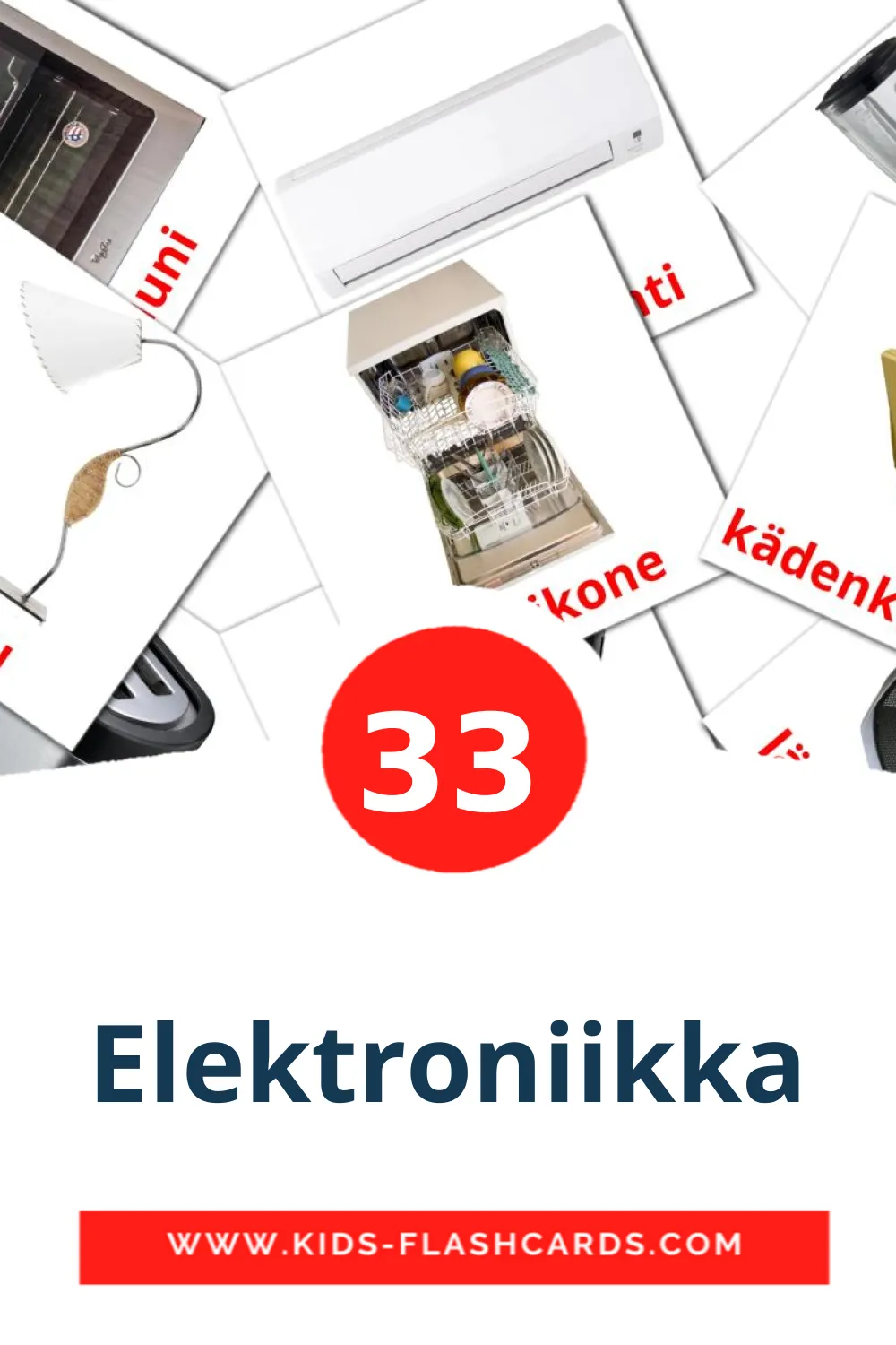 33 tarjetas didacticas de Elektroniikka para el jardín de infancia en finlandés