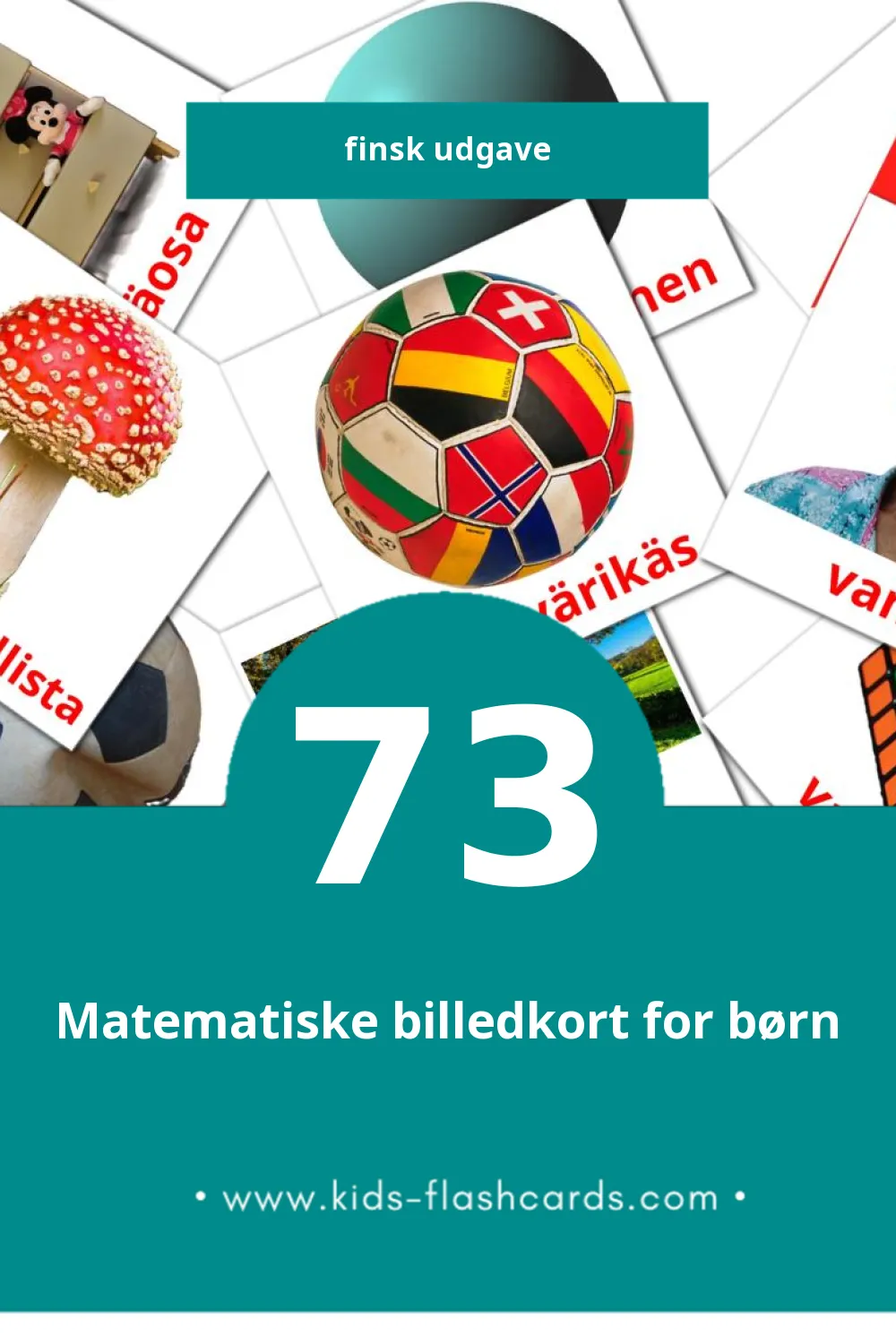 Visuelle billedkort for børn om Adjektiivit til småbørn (73 kort på Finsk)