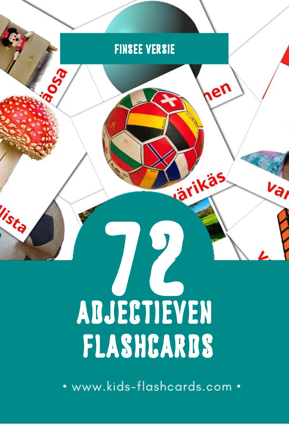 Visuele Vastakohdat Flashcards voor Kleuters (72 kaarten in het Finse)